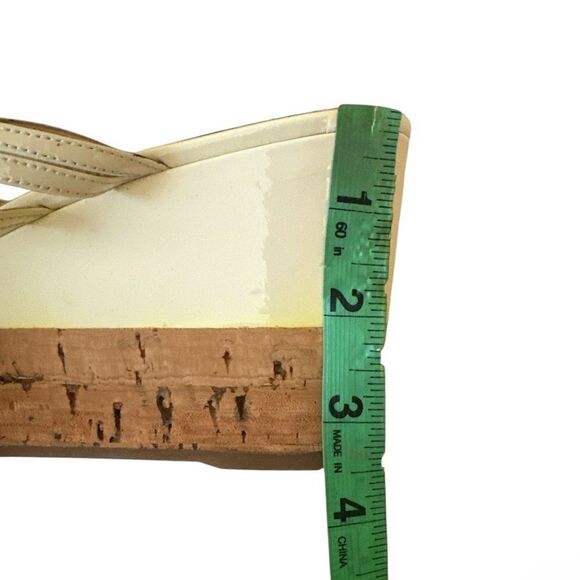 PRADA Beige Wedge Patent Leather Strappy Slide Sandals - Picture 12 of 12